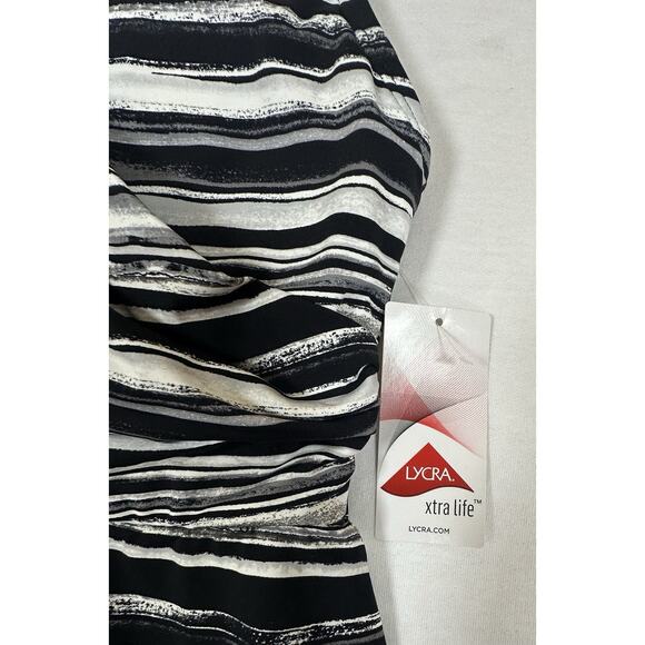 Nwt Lands' End Suplice Wrap Swim Bathing Suit Dress SZ 8 Black & White - Picture 2 of 8